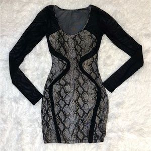 Sexy Snake Print Sheer Dress